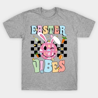 Easter Vibes Smiles Happy Face Bunny Happy Easter T-Shirt